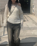 Miya Black Blue Wash Denim Wide Pants