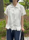 Seputte Shirring Frill Short Sleeve Blouse