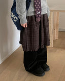 Anon Check Frill Banding Midi Skirt