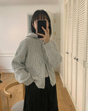 Lipan cable hood knit cardigan