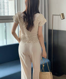 Exi Punching Crochet Cap Short Sleeve Knit