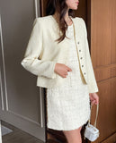 Calod V-Neck Tweed Short Jacket