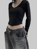 Lisit Deep V-Neck Cropped T-Shirt