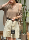 Chevin V-Neck Sleeveless Knit Cardigan Set