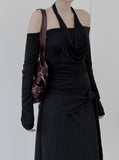 Drape Cowl Neck Halter Off-Shoulder