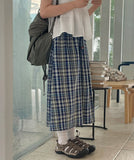Chucho Vintage Check Banding Long Skirt