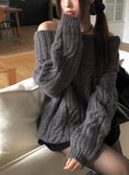 Tome Cable Off-Shoulder Loose-Fit Knit