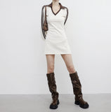 Newden V-neck Color Matching One Piece