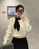 Nael Velvet Tie Pearl Puff Knit