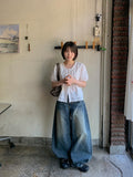 Henville Washing Denim Balloon Wide Pants