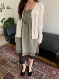Umi Shirring Layered Lace Sleeveless One Piece
