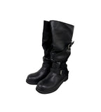 Vintage Buckle Strap Long Boots