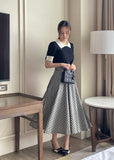 Balieu check flare long skirt