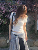 [MADE] Fron Button Slim One-Shoulder Short Sleeve T-Shirt