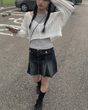 Koku denim pocket pleated skirt