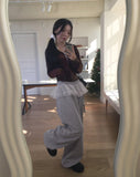 [Fleece Lining] Koha Chiffon Lace Layered Two-Way Sweatpants