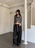 Hight Cotton String Two Way Cargo Long Jogger Wide Pants