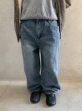[unisex] Sieon Pocket Curved Wide Denim Pants