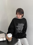 [BAONHAUS] Corrie Cat Printed Brushed Sweatshirt