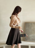 Teulie Chiffon Tie Puff Blouse