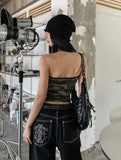 Military color matching line halter top