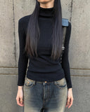 Jasmine Turtleneck Ribbed Knit T-shirt