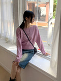 Sar basic boat neck cozy crop long sleeve knit