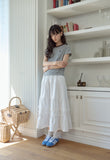 Falling Cat Stripe Crop Short Sleeve Tee