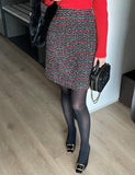 Cleans Check Tweed A-Line Mini Skirt