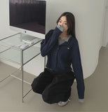 Wool Pendant High-Quality Color Matching Layered Cardigan