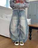 Clue pintuck wide denim pants