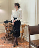 Mittel See-Through Pearl Tweed Long Skirt