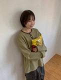 [unisex] Damok Henry Neck Waffle Over Long Sleeve Tee