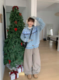 Anati corduroy color matching wide pants