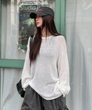Drawn linen blend knitwear