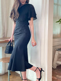 Andeu Cowl Neck Ruffle Mermaid Long One Piece