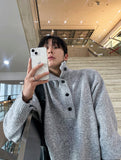 Button High Neck Knit