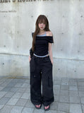 Bow Halter Layered Off-Shoulder Short Sleeve T-Shirt