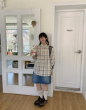 Peoto Check Over Wrinkle Shirt