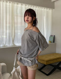 Plie shoulder snap button short sleeve