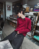 Notch diagonal button layered long sleeve