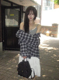 [MADE] Riche Over Boxy Check Long Sleeve Wrinkle Shirt