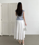 Stripe Pattern Shoulder Banding Off-shoulder Sleeveless Blouse