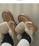 Suede Platform Sole Middle Walker Folding Sheepskin Boots