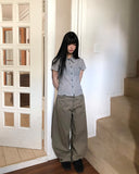 Colf back banding wide pants
