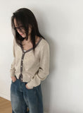 Yoshi Color Matching V-Neck Knit Cardigan