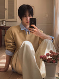 Porori three-tuck back banding slacks