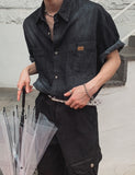 Frue Vintage Washing Denim Half Shirt