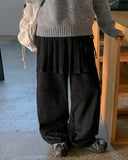 Mitka Wrap Skirt Layered Corduroy Banding Wide Pants
