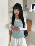 [MADE] Colin Diagonal Button Sleeveless See-Through Layered T-Shirt